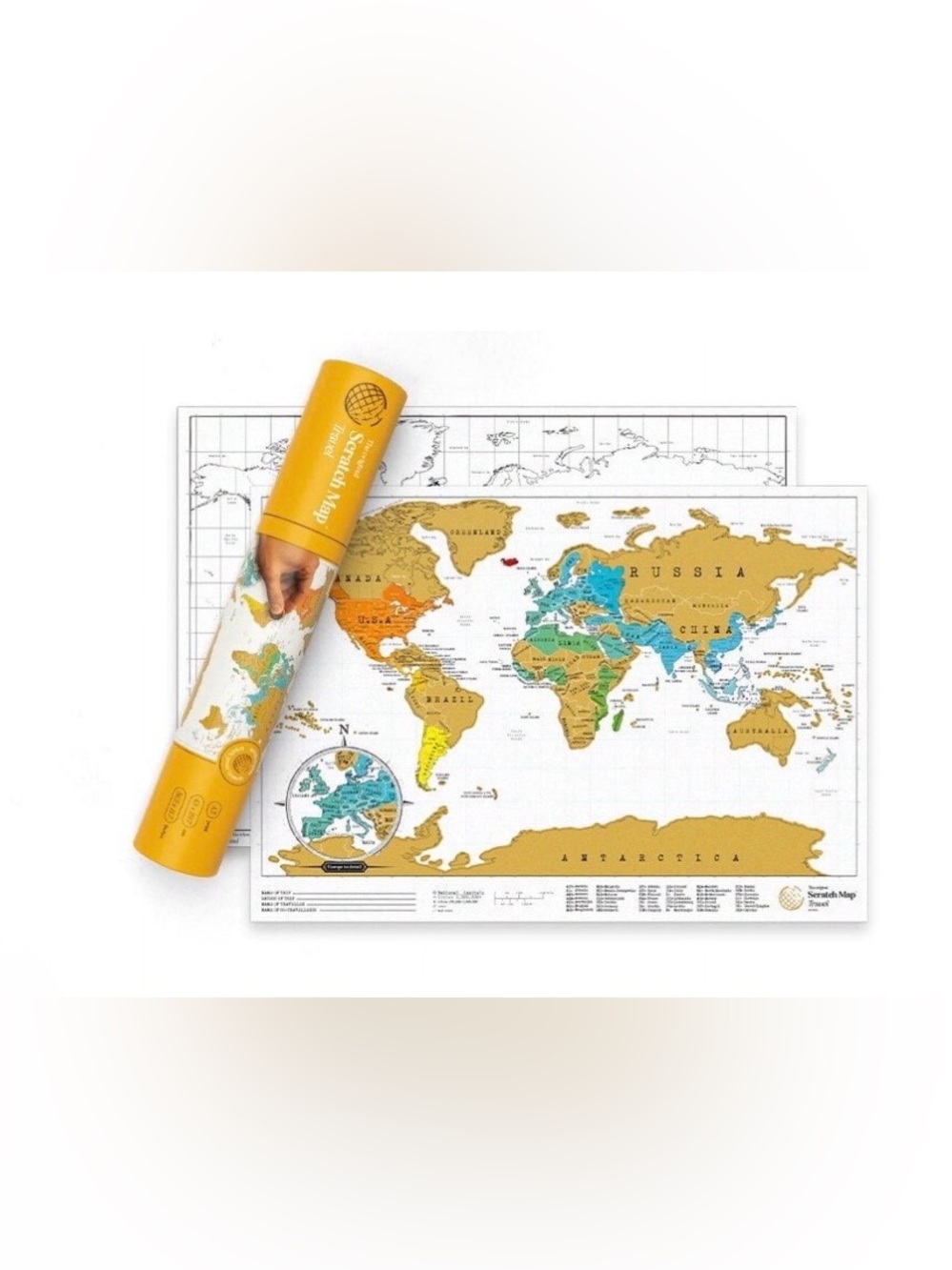 Scratch-Off World Map Poster in Mustard Yellow